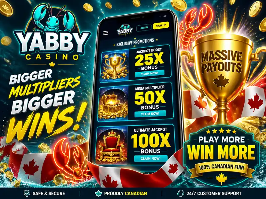 Yabby Casino Canada promotions jackpot 25x 50x 100x multipliers